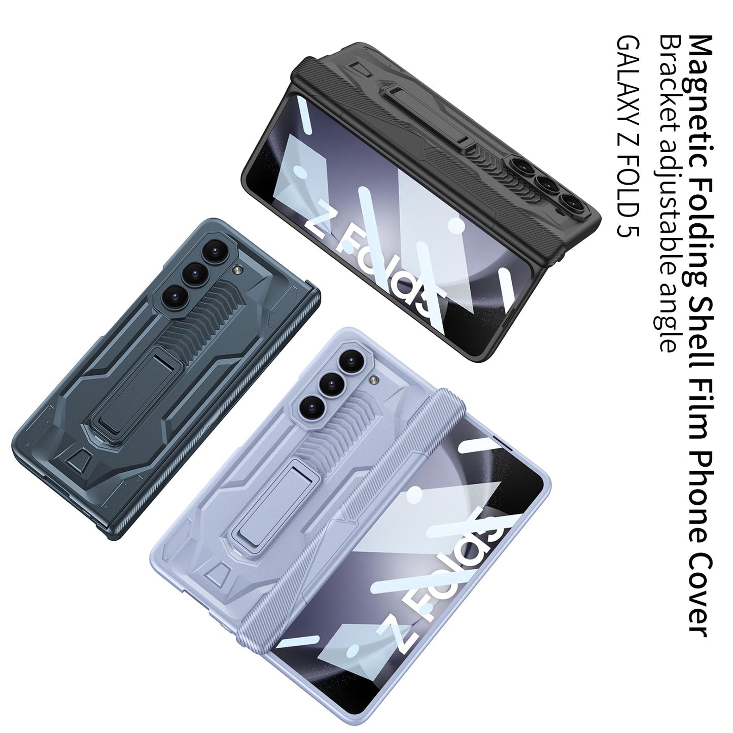 Magnetic Armor All-included Hinge Holder Case With Back Screen Protector For Samsung Galaxy Z Fold5 Fold4 Fold3 - mycasety2023 Mycasety