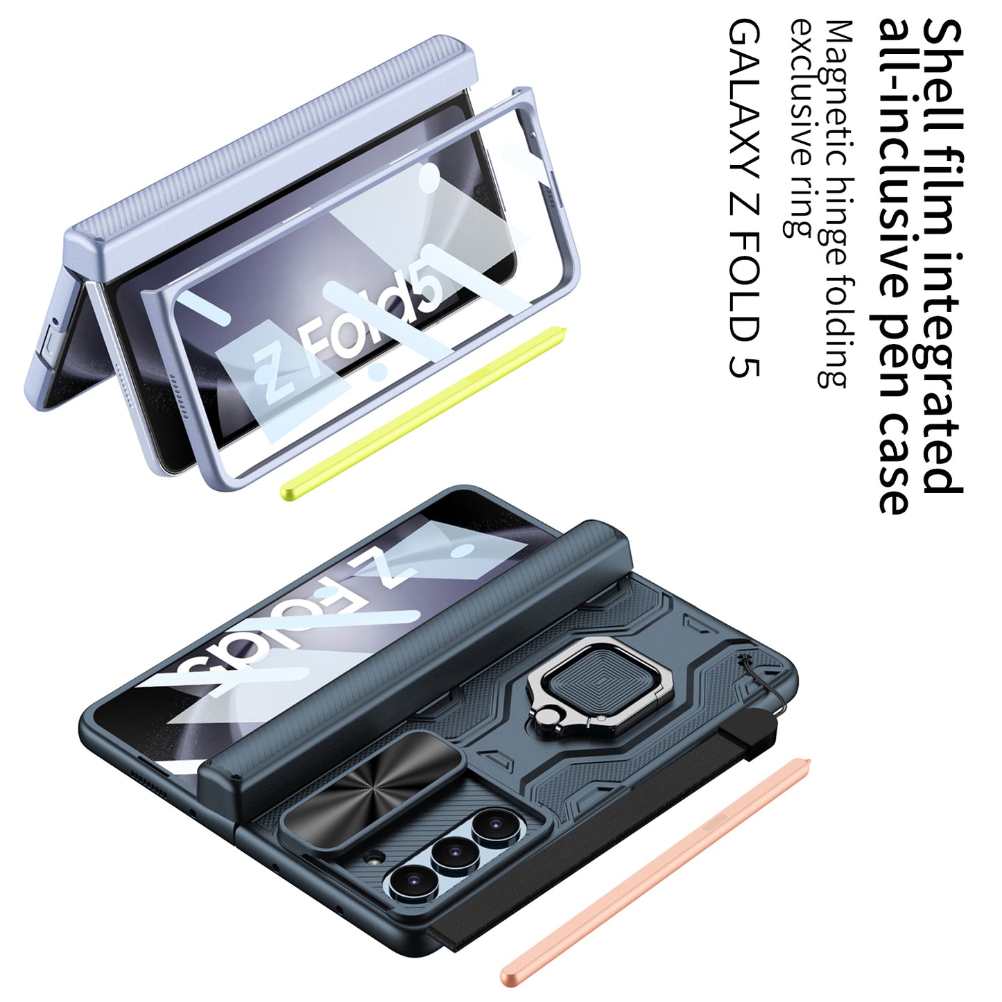 Magnetic Samsung Fold5 folding Case With Stand Camera Window Protection