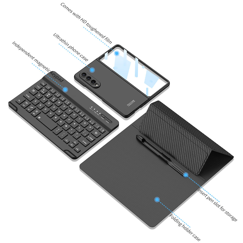Bluetooth 3.0 Keyboard Magnetic All-inclusive Leather Cover For Samsung Galaxy Z Fold3 Fold4 5G Come With keyboard+Holster Bracket+Phone Case+Capacitive Pen - Mycasety Mycasety