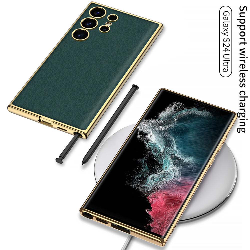 Leather Electroplated Protective Phone Case For Samsung Galaxy S24 S23 Ultra Plus - Mycasety Mycasety