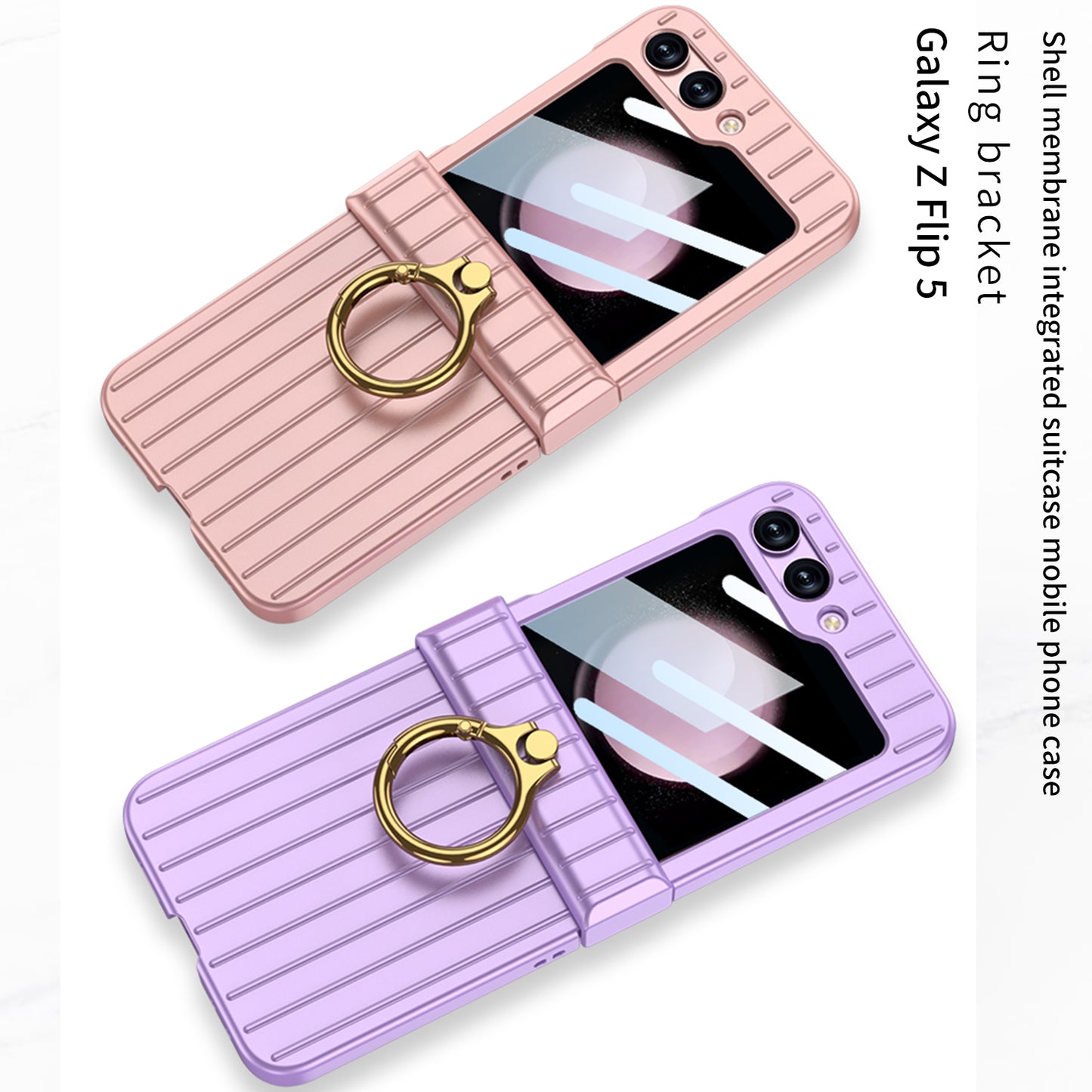 Membrane Integrated suitcase Case With For Samsung Galaxy Z Flip5 With Ring Bracket