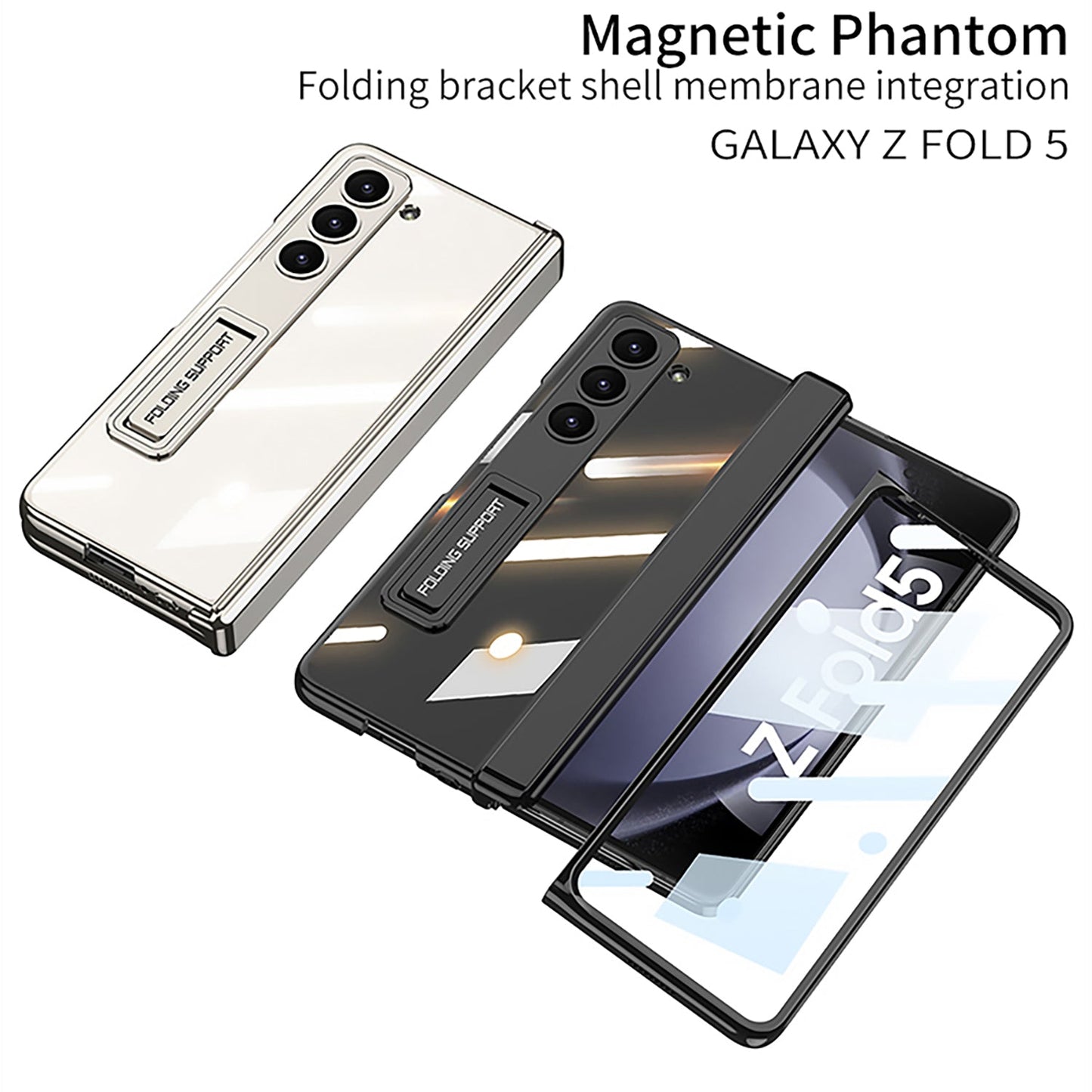 Magnetic Hinge Invisible Bracket Electroplated Protective Phone Case For Samsung Galaxy Z Fold5 Fold4 - mycasety2023 Mycasety