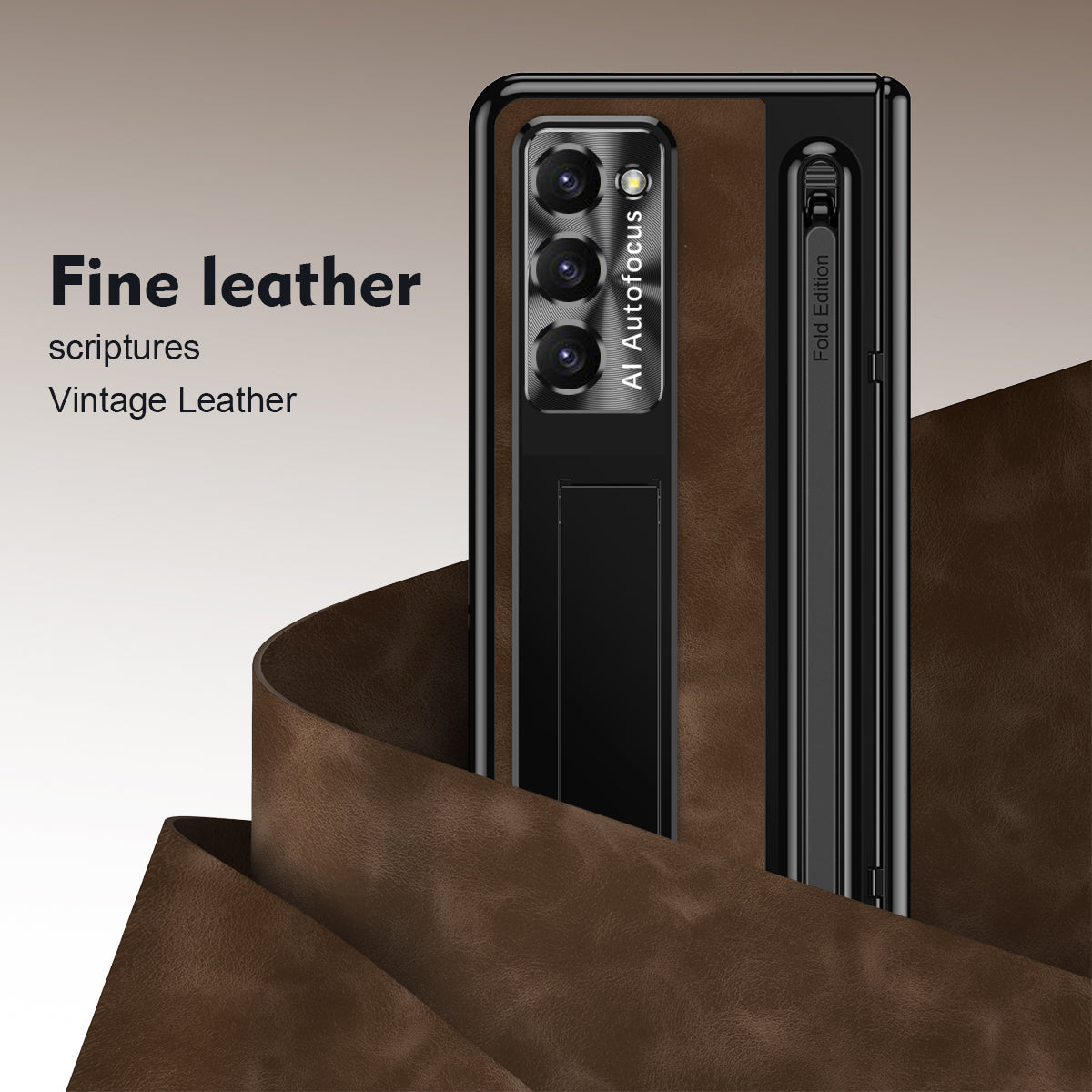 Jazz Retro Style Anyi-fall Protective Leather Phone Case For Galaxy Fold 7/6/5/4 With Front Protection Film And Stylus