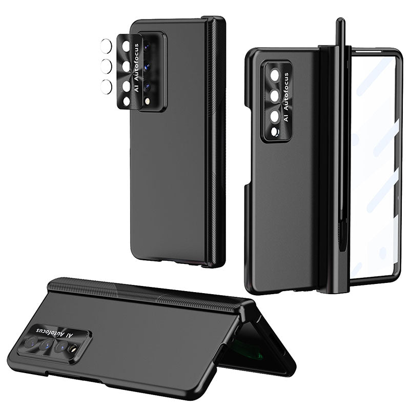 Luxury Magnetic Hinge Pen Holder Full Protection Case For Samsung Galaxy Z Fold3 Fold4 5G With Tempered Glass Film - Mycasety Mycasety