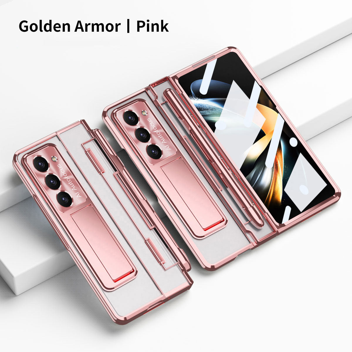 Armor Electroplated Anti-fall Protective Phone Case For Samsung Galaxy Z Fold3/4/5 With Back Screen Glass - Mycasety Mycasety