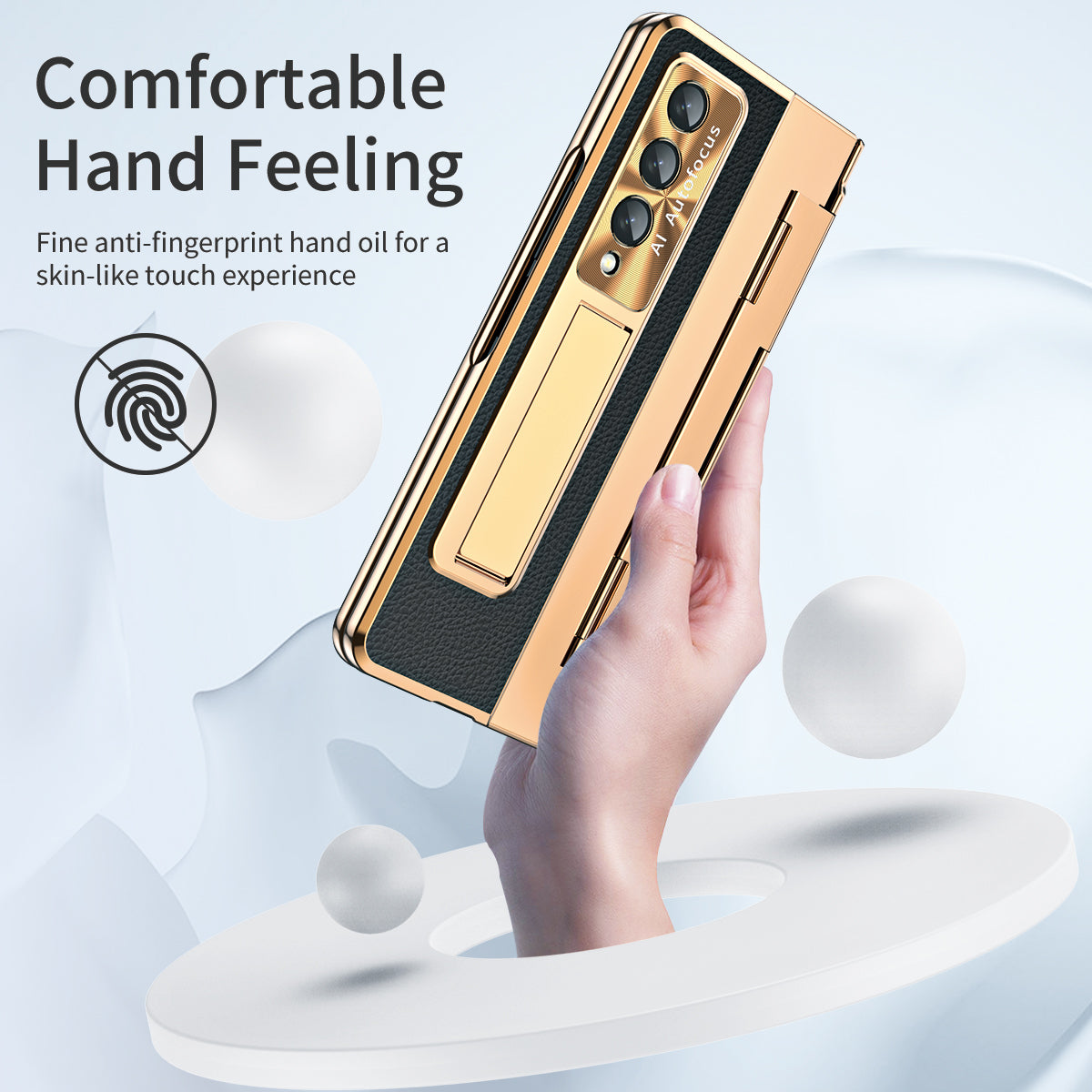 Hinge Folding Leather Magnetic Bracket Shell Electroplated Case For Samsung Galaxy Z Fold4 Fold3 5G With S Pen Slot & Stylus - Mycasety Mycasety