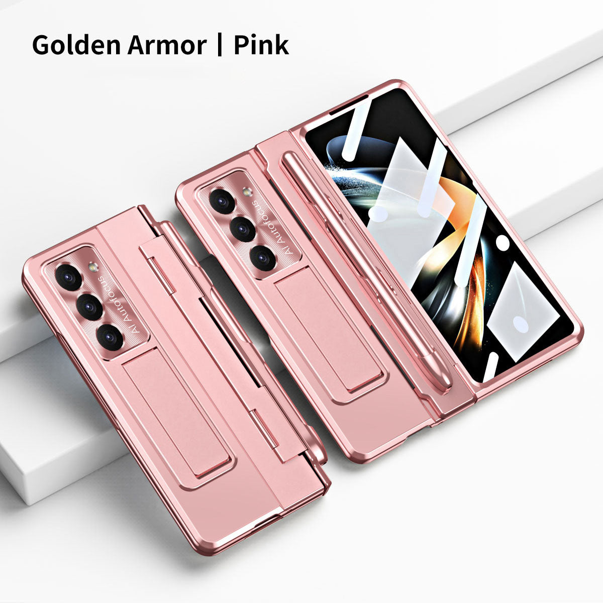 Armor Electroplated Anti-fall Protective Phone Case For Samsung Galaxy Z Fold3/4/5 With Back Screen Glass - Mycasety Mycasety