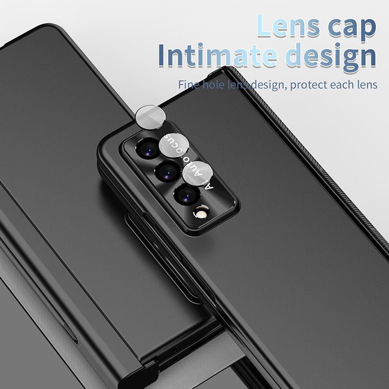 Luxury Magnetic Hinge Pen Holder Full Protection Case For Samsung Galaxy Z Fold3 Fold4 5G With Tempered Glass Film - Mycasety Mycasety