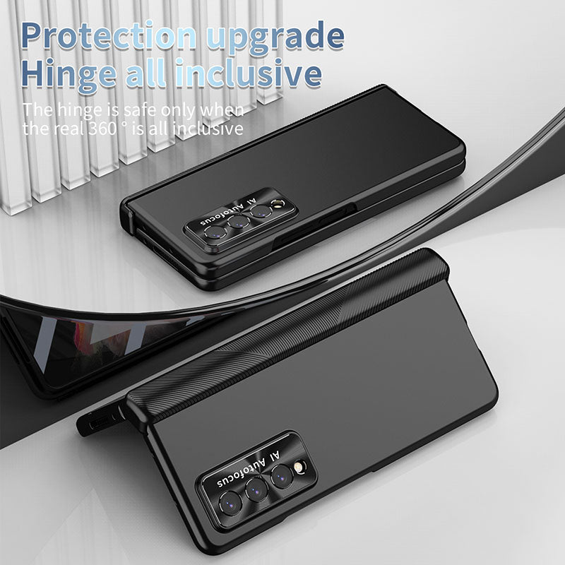 Luxury Magnetic Hinge Pen Holder Full Protection Case For Samsung Galaxy Z Fold3 Fold4 5G With Tempered Glass Film - Mycasety Mycasety