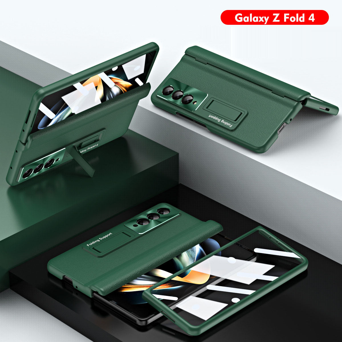 Luxury Leather Samsung Galaxy Z Fold5 Fold4 Fold3 Case with Screen Protector/Stand/Pen slot