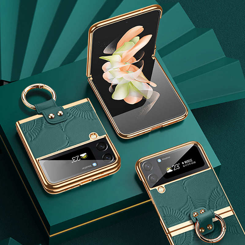 Genuine Leather Folding Phone Case For Samsung Galaxy Z Flip 5/4/3 - Mycasety Mycasety