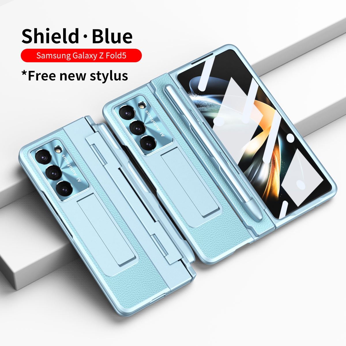 Luxury Leather Magnetic Bracket Shell Electroplated Phone Case For Samsung Galaxy Z Fold3/4/5 With Back Screen Glass - Mycasety Mycasety