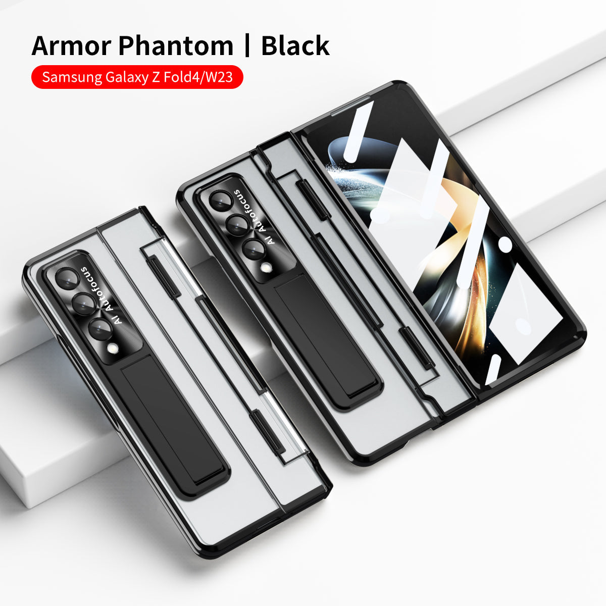 Armor Hinge Folding Magnetic Bracket Shell Case For Samsung Galaxy Z Fold3 Fold4 5G With S-Pen Slot & Stylus - Mycasety Mycasety