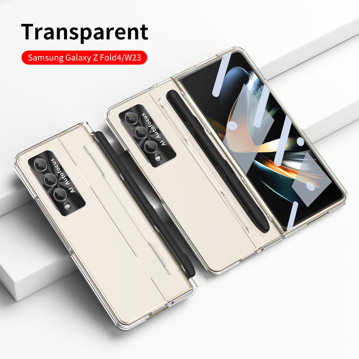 Enhanced Version of Armor Hinge Folding Shell Case For Samsung Galaxy Z Fold3 Fold4 5G With S-Pen Slot & Stylus - Mycasety Mycasety