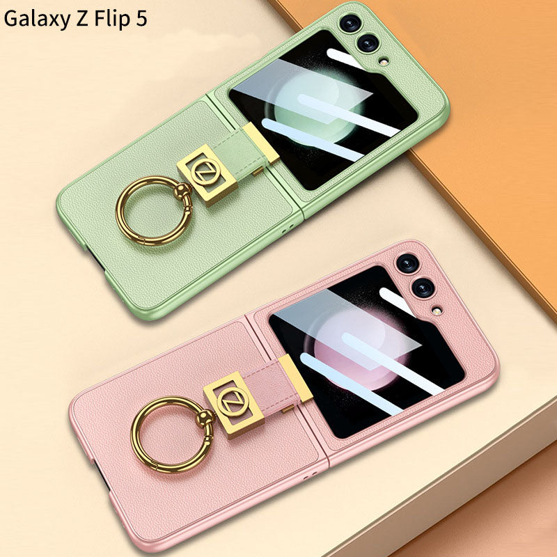 Luxury Full-Body Rugged Case for Samsung Galaxy Z Flip5 With Front Film & Ring