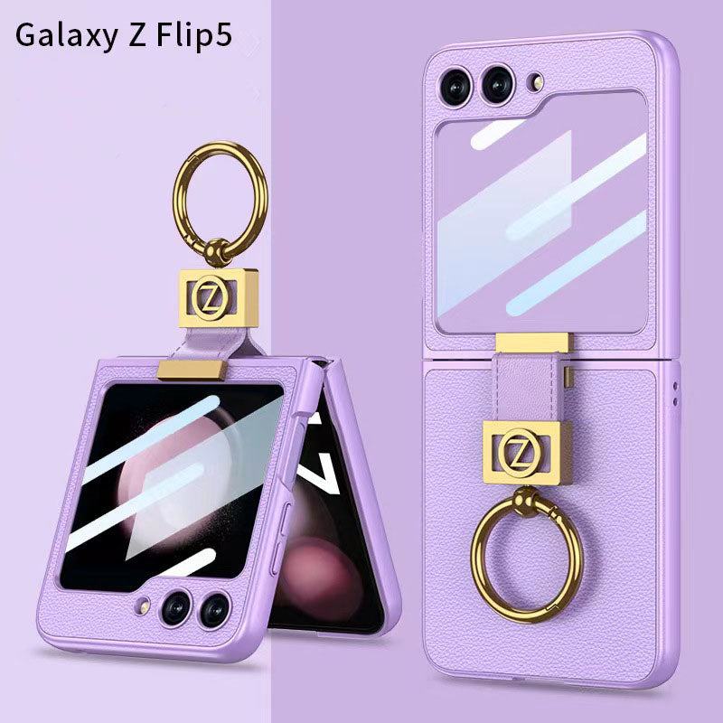 Luxury Full-Body Rugged Case for Samsung Galaxy Z Flip5 With Front Film & Ring