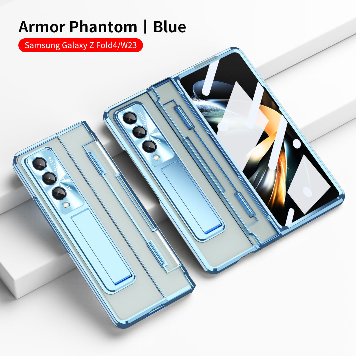 Armor Hinge Folding Magnetic Bracket Shell Case For Samsung Galaxy Z Fold3 Fold4 5G With S-Pen Slot & Stylus - Mycasety Mycasety