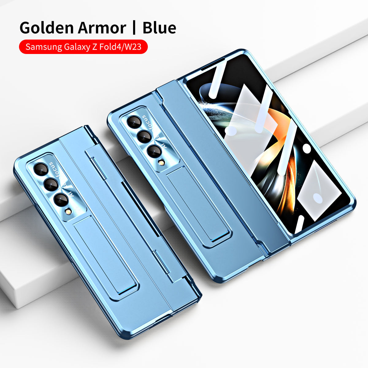 Armor Hinge Folding Magnetic Bracket Shell Case For Samsung Galaxy Z Fold3 Fold4 5G With S-Pen Slot & Stylus - Mycasety Mycasety