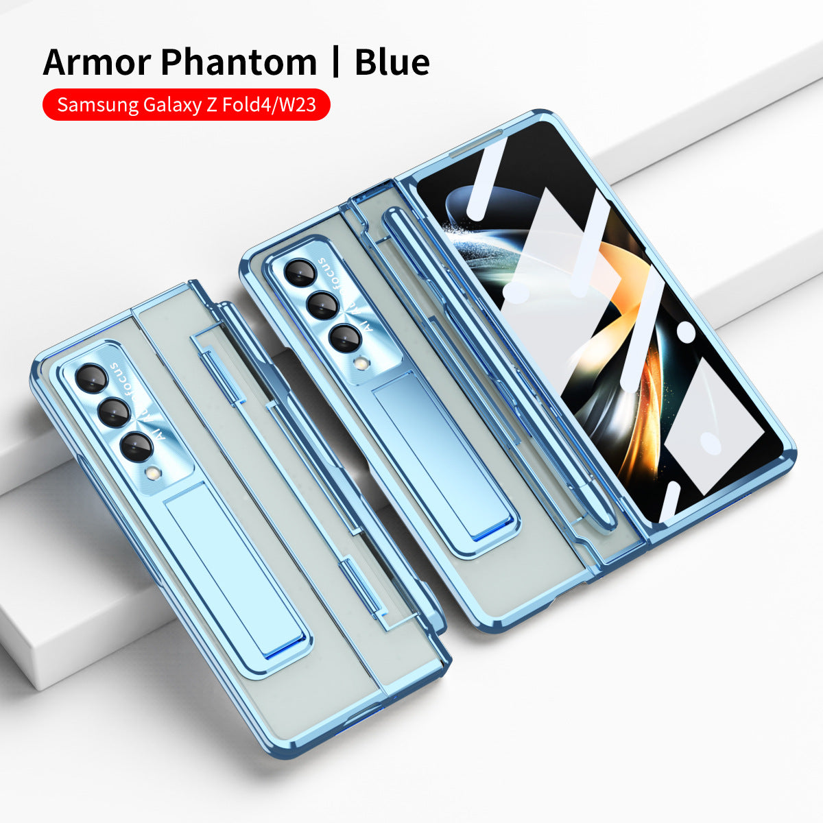 Armor Hinge Folding Magnetic Bracket Shell Case For Samsung Galaxy Z Fold3 Fold4 5G With S-Pen Slot & Stylus - Mycasety Mycasety