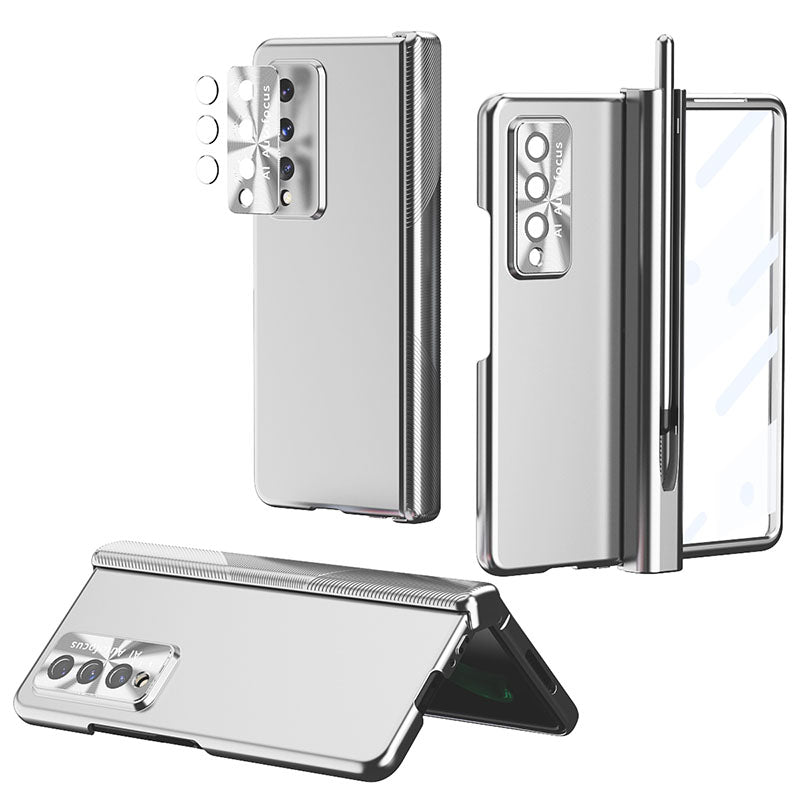 Luxury Magnetic Hinge Pen Holder Full Protection Case For Samsung Galaxy Z Fold3 Fold4 5G With Tempered Glass Film - Mycasety Mycasety