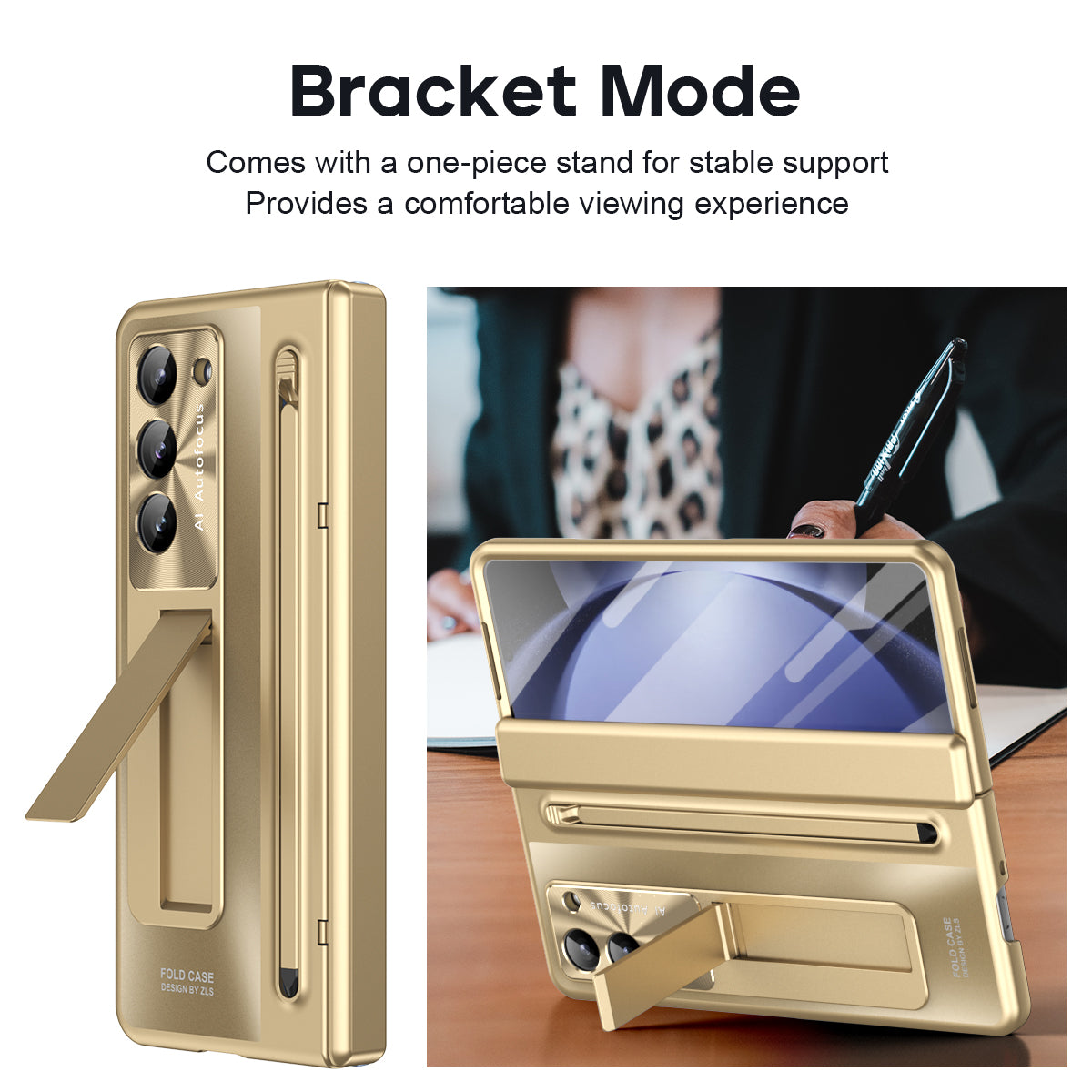 Armor Electroplated Anti-fall Protective Phone Case With Pen Tray Shell and Film For Samsung Galaxy Z Fold5 Fold4 - Mycasety Mycasety