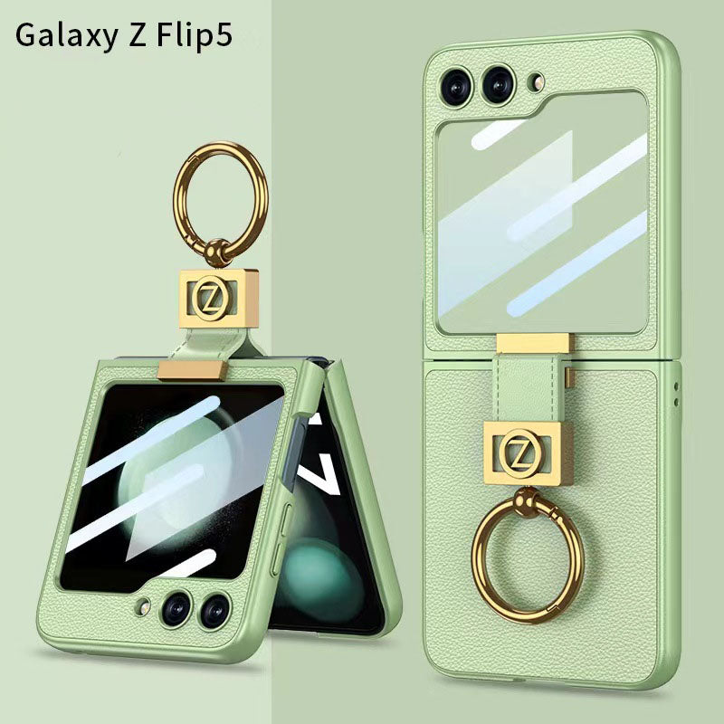 Luxury Full-Body Rugged Case for Samsung Galaxy Z Flip5 With Front Film & Ring