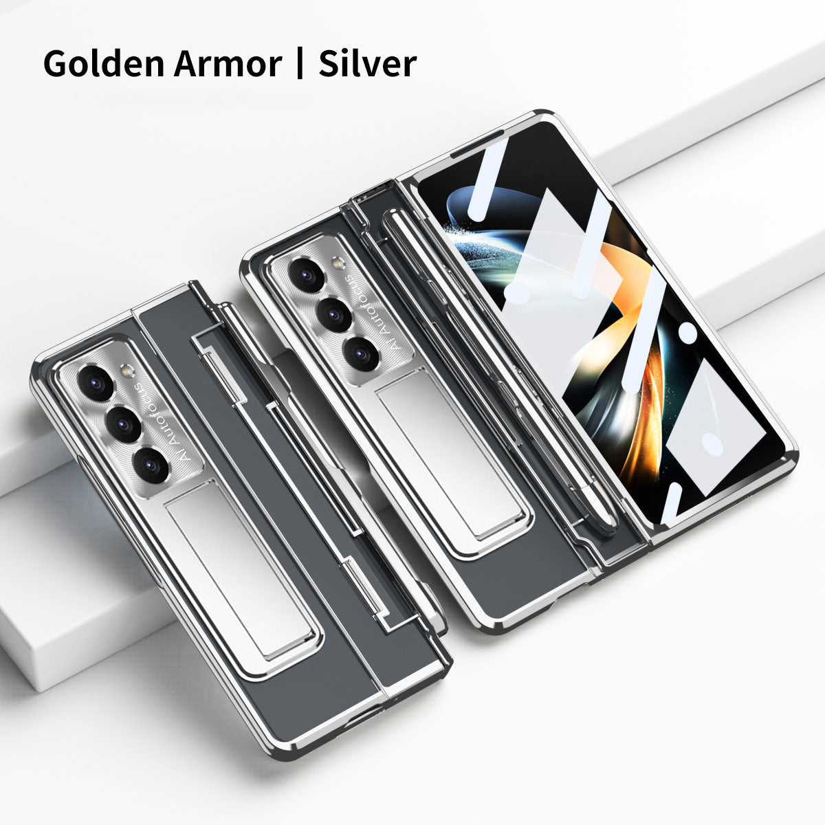 Armor Electroplated Anti-fall Protective Phone Case For Samsung Galaxy Z Fold3/4/5 With Back Screen Glass - Mycasety Mycasety