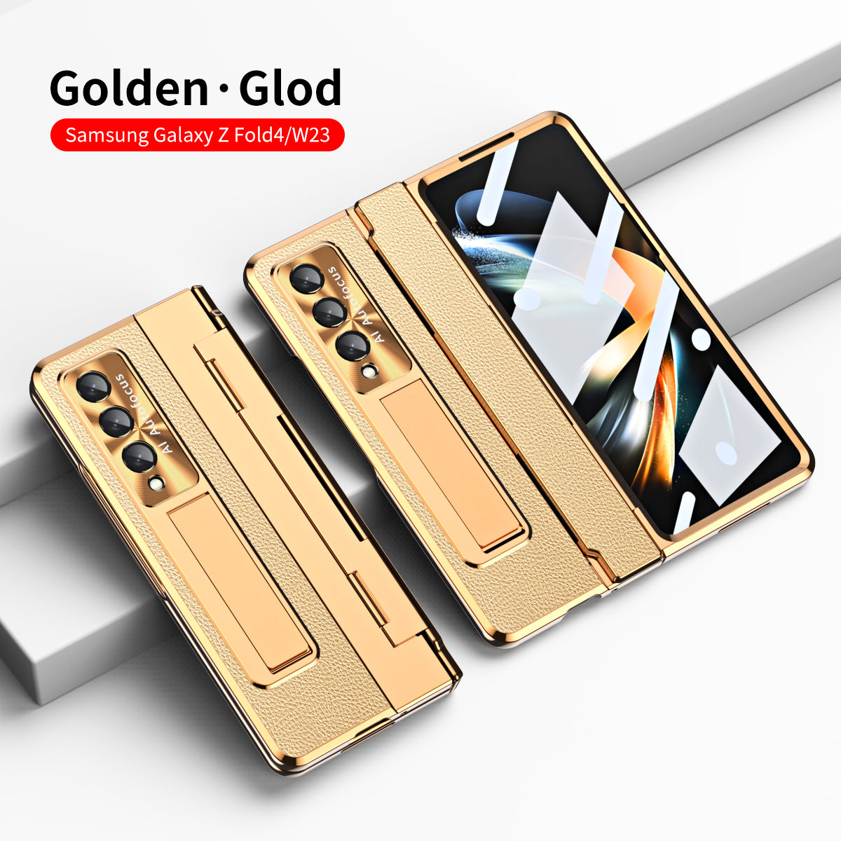Armor Hinge Folding Magnetic Bracket Shell Case For Samsung Galaxy Z Fold3 Fold4 5G With S-Pen Slot & Stylus - Mycasety Mycasety