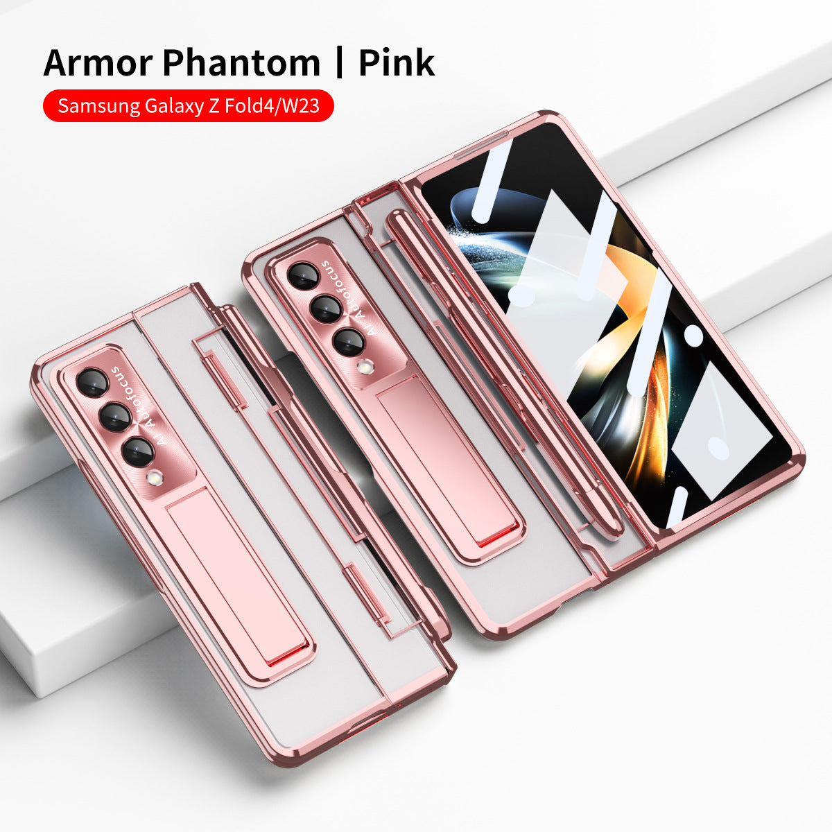 Armor Hinge Folding Magnetic Bracket Shell Case For Samsung Galaxy Z Fold3 Fold4 5G With S-Pen Slot & Stylus - Mycasety Mycasety