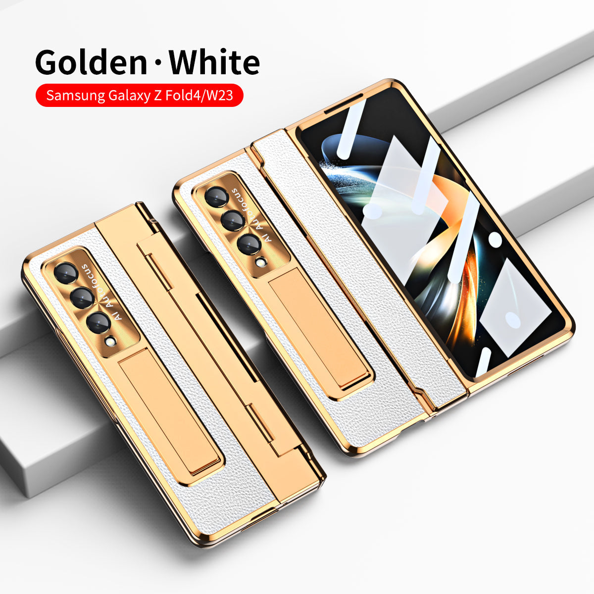 Armor Hinge Folding Magnetic Bracket Shell Case For Samsung Galaxy Z Fold3 Fold4 5G With S-Pen Slot & Stylus - Mycasety Mycasety