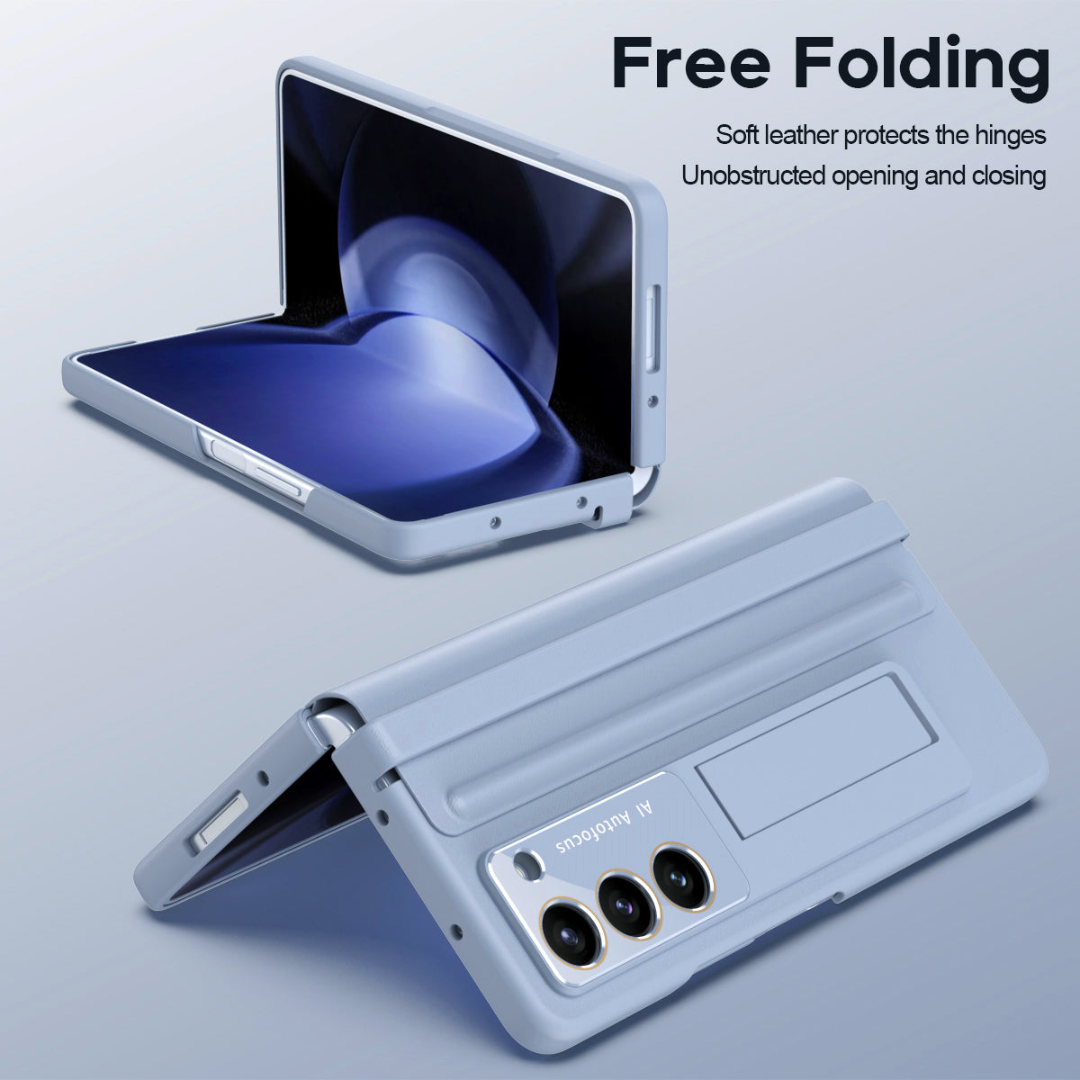 Anti-fall Protective Leather Phone Case With Invisible Bracket and Film For Samsung Galaxy Z Fold5 Fold4 - Mycasety Mycasety