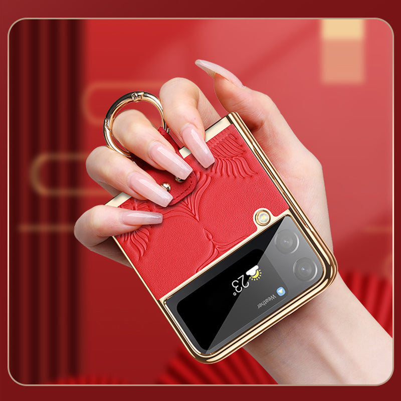 Genuine Leather Folding Phone Case For Samsung Galaxy Z Flip 5/4/3 - Mycasety Mycasety