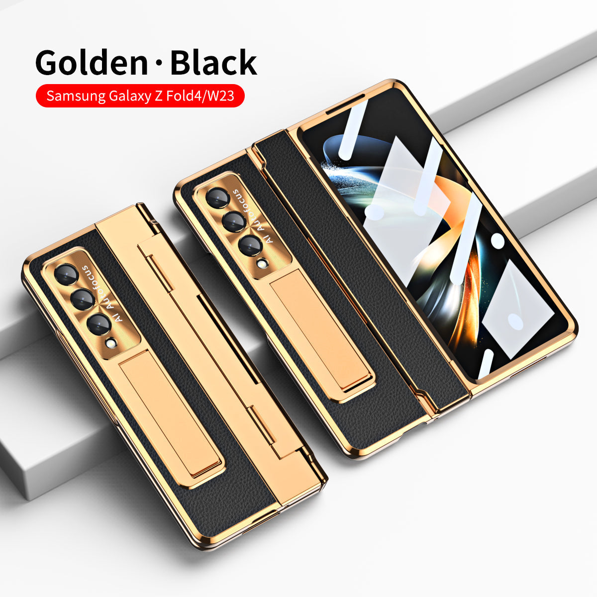 Armor Hinge Folding Magnetic Bracket Shell Case For Samsung Galaxy Z Fold3 Fold4 5G With S-Pen Slot & Stylus - Mycasety Mycasety