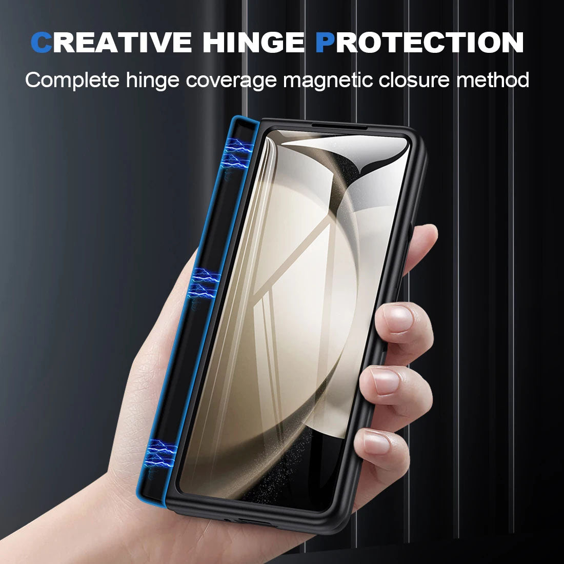 Magnetic Holder Protective Leather Phone Case With Front Protection Film For Galaxy Z Fold5 Fold4 Fold3