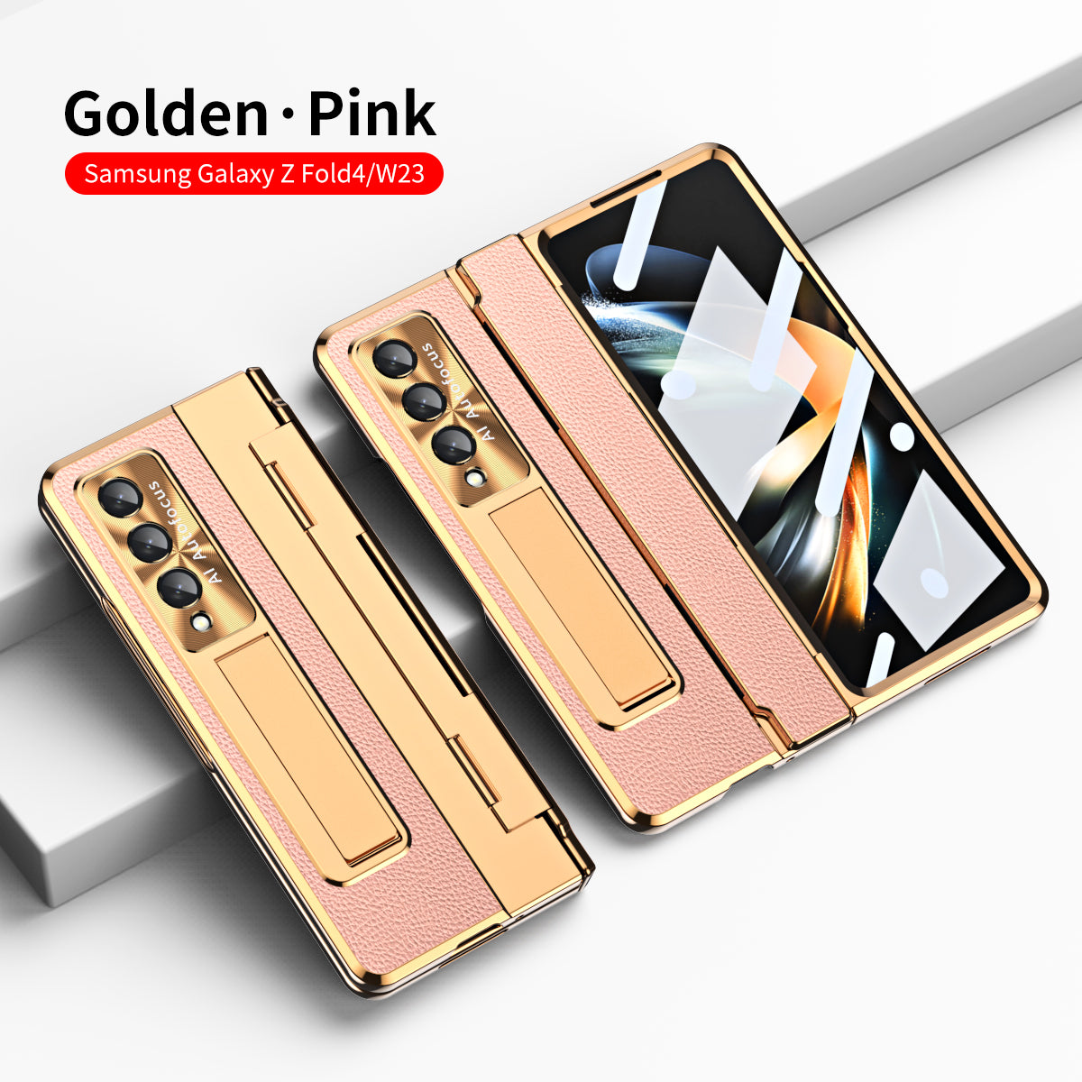 Armor Hinge Folding Magnetic Bracket Shell Case For Samsung Galaxy Z Fold3 Fold4 5G With S-Pen Slot & Stylus - Mycasety Mycasety