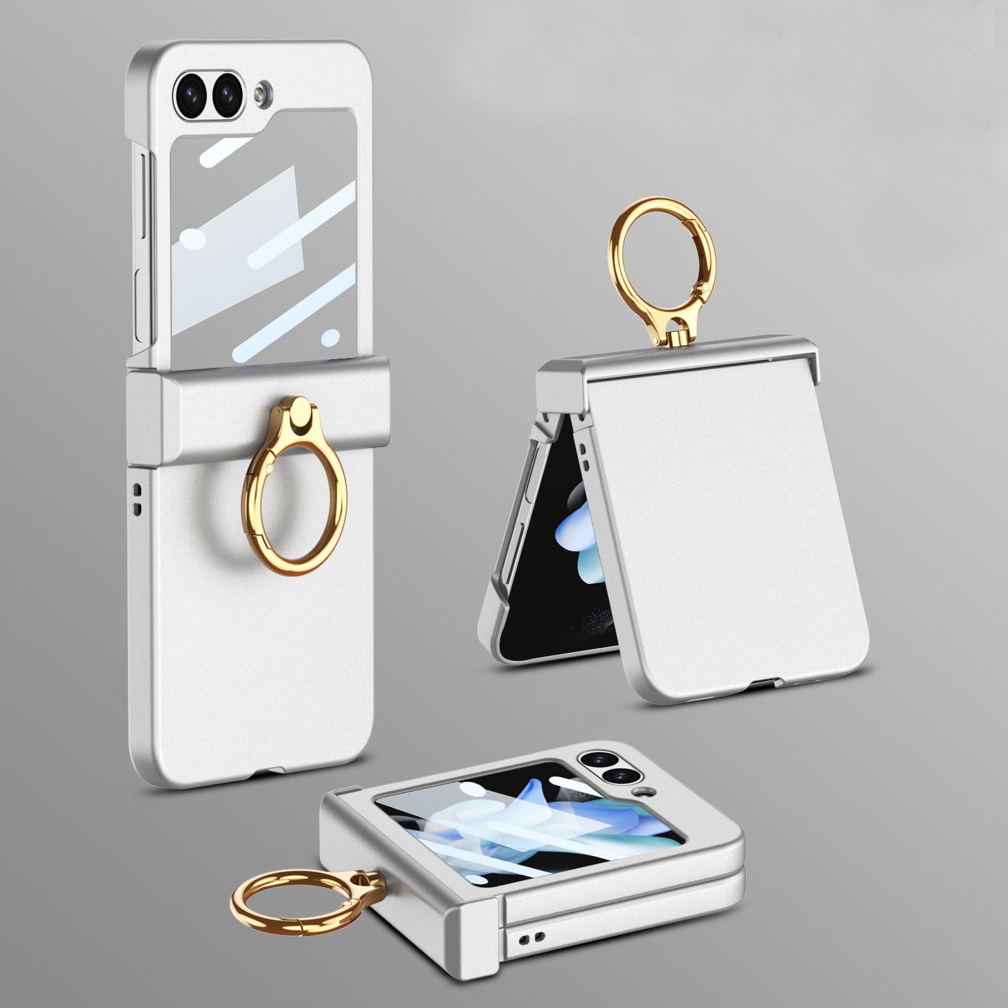 Luxury Full-Protect Hinge Case for Samsung Galaxy Z Flip5 With Front Film & Ring