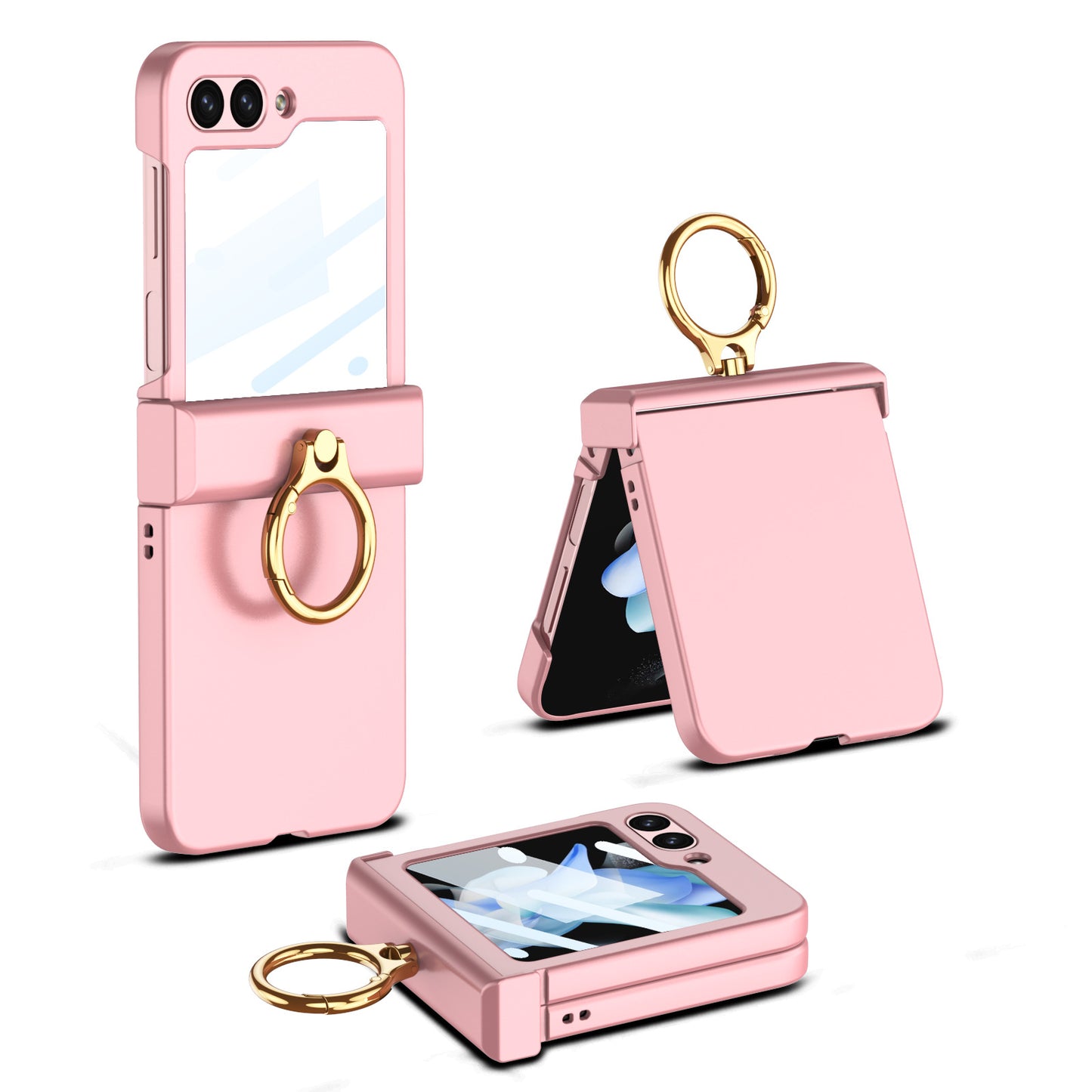 Luxury Full-Protect Hinge Case for Samsung Galaxy Z Flip5 With Front Film & Ring