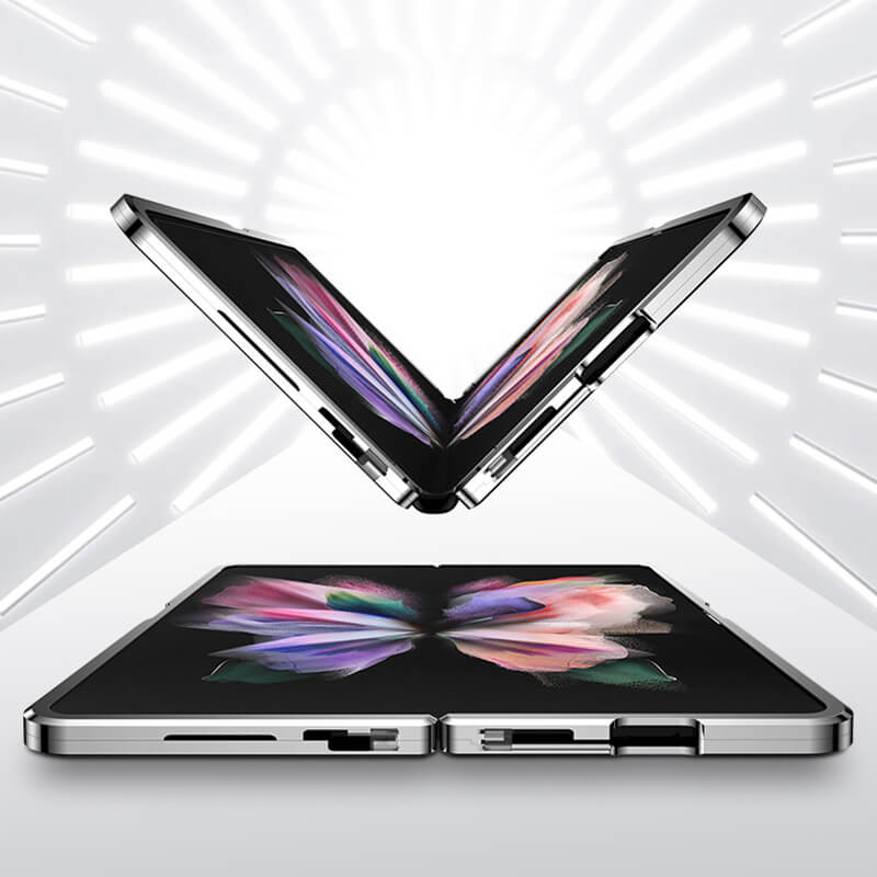 Samsung Galaxy Z Fold5 Fold4 Fold3 Magnetic Double-Sided Protection Tempered Glass Aluminum Frame Phone Case - mycasety2023 Mycasety