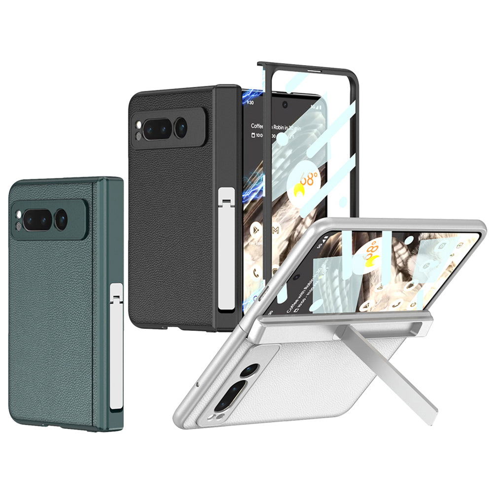 Magnetic Luxury Leather All-inclusive Metal Bracket Case for Google Pixel Fold