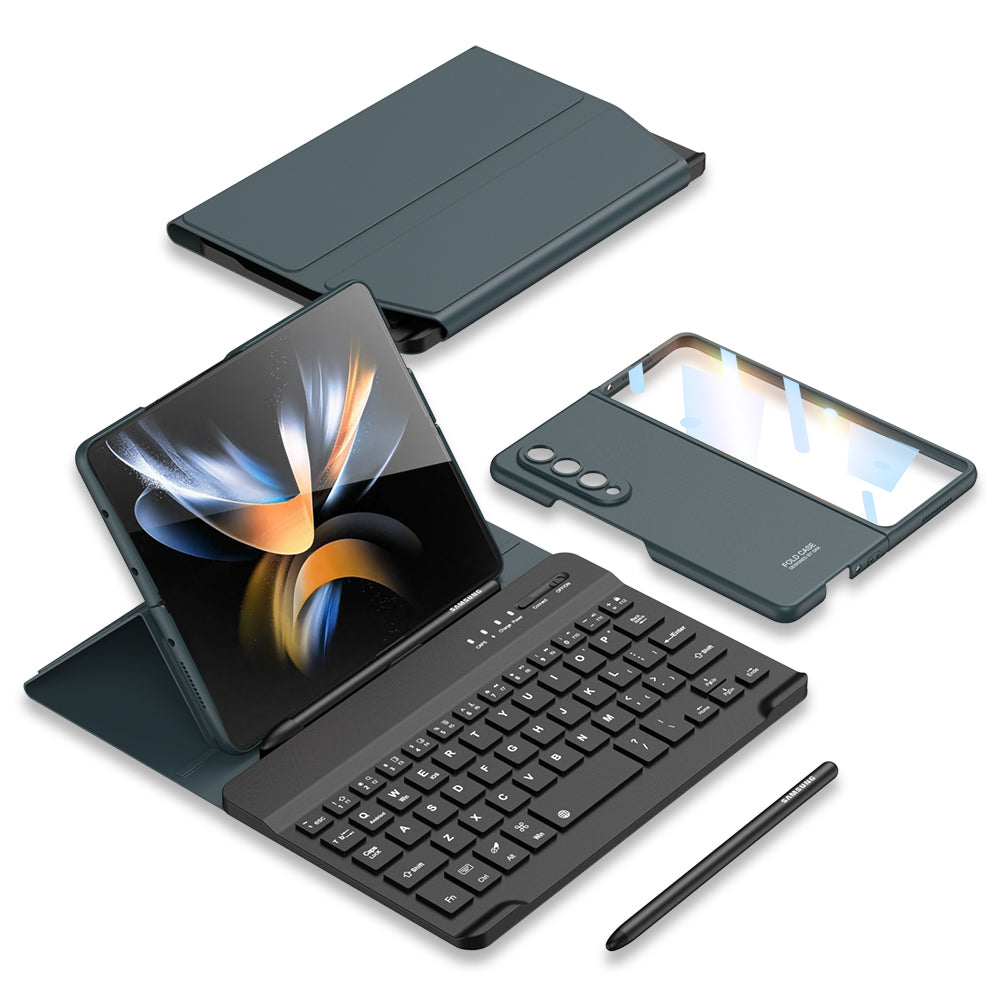 Bluetooth 3.0 Keyboard Magnetic All-inclusive Leather Cover For Samsung Galaxy Z Fold3 Fold4 5G Come With keyboard+Holster Bracket+Phone Case+Capacitive Pen - Mycasety Mycasety