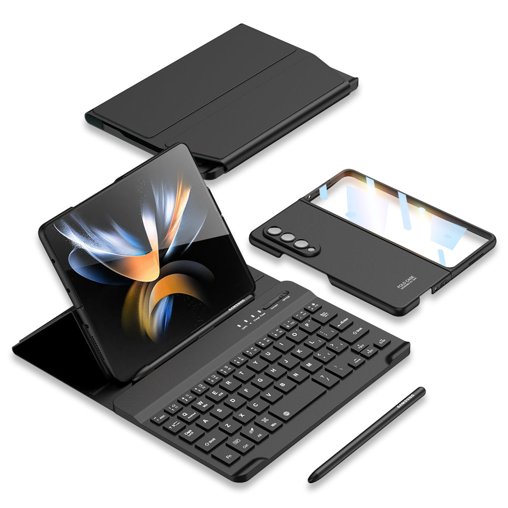 Bluetooth 3.0 Keyboard Magnetic All-inclusive Leather Cover For Samsung Galaxy Z Fold3 Fold4 5G Come With keyboard+Holster Bracket+Phone Case+Capacitive Pen - Mycasety Mycasety