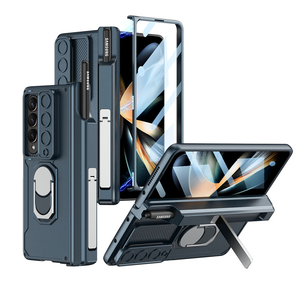 Magnetic Folding Armor Lens Protective Case With Back Screen Protector For Samsung Galaxy Z Fold3 Fold4 Fold5 - Mycasety Mycasety