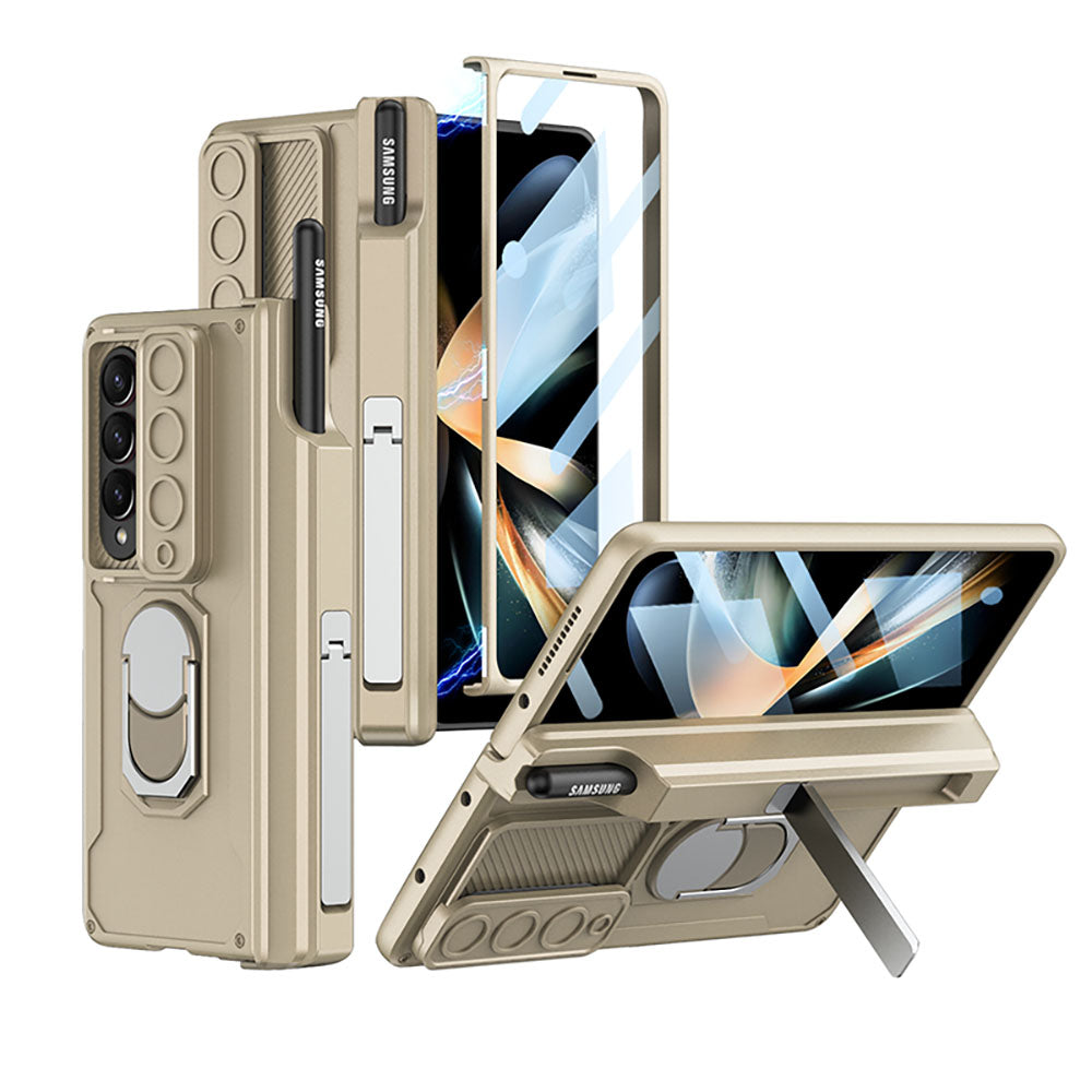 Magnetic Folding Armor Lens Protective Case With Back Screen Protector For Samsung Galaxy Z Fold3 Fold4 Fold5 - Mycasety Mycasety