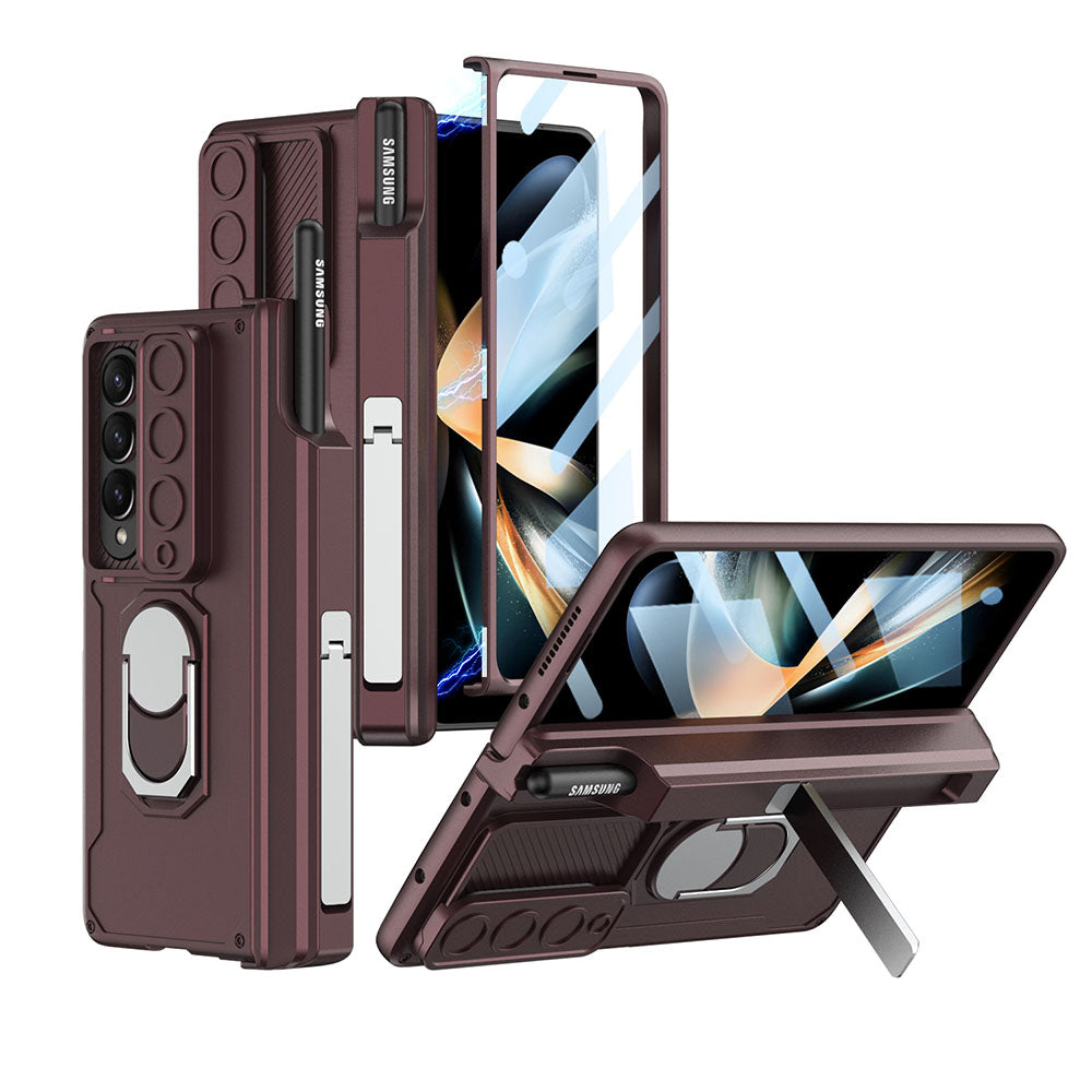 Magnetic Folding Armor Lens Protective Case With Back Screen Protector For Samsung Galaxy Z Fold3 Fold4 Fold5 - Mycasety Mycasety