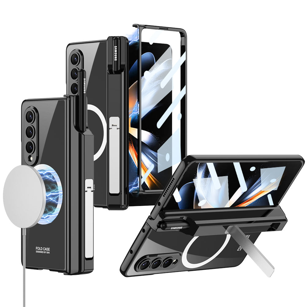 Magnetic Magsafe Wireless Charge Electroplated Pen Box Bracket Phone Case For Samsung Galaxy Z Fold 4 5G - mycasety2023 Mycasety