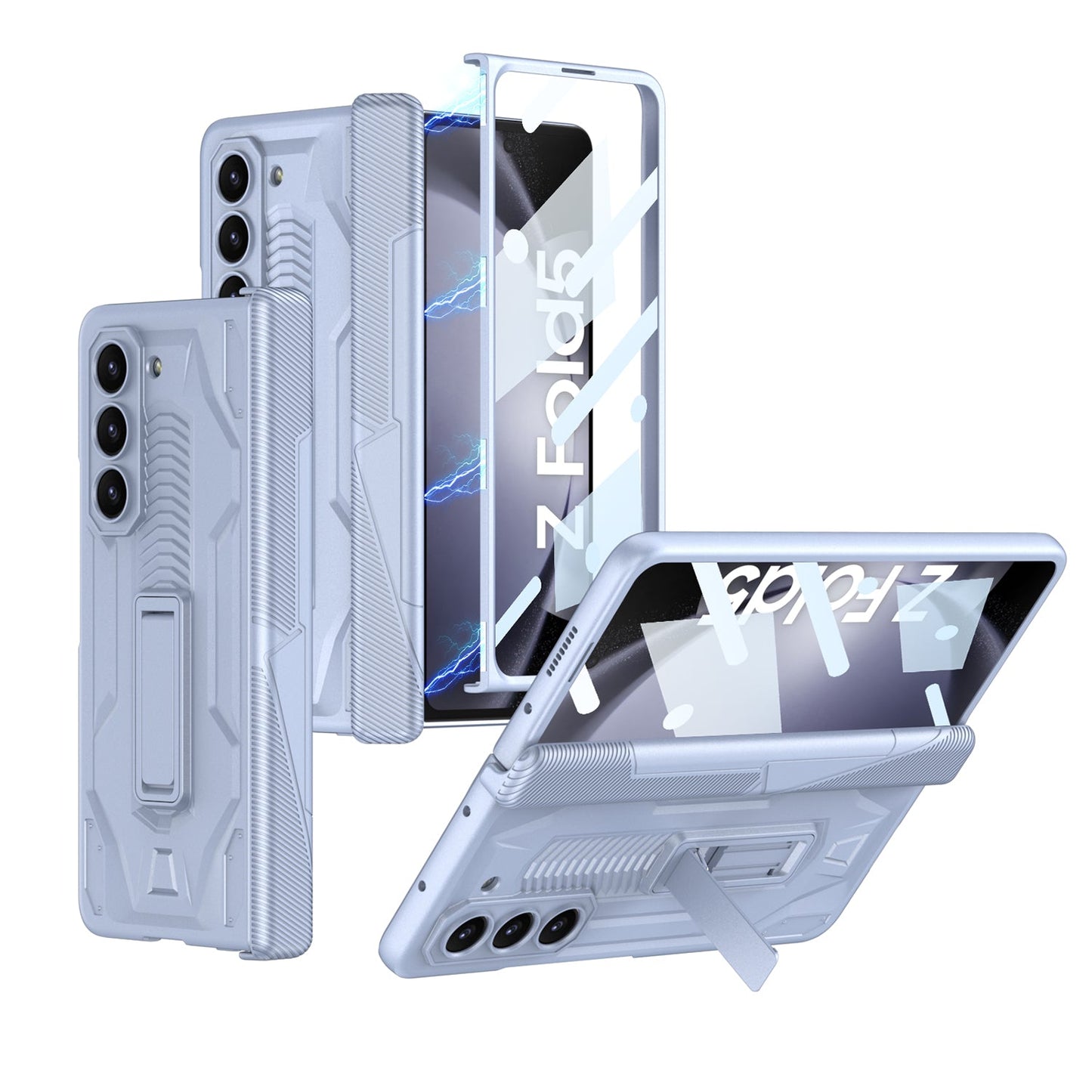 Magnetic Armor All-included Hinge Holder Case With Back Screen Protector For Samsung Galaxy Z Fold5 Fold4 Fold3 - mycasety2023 Mycasety