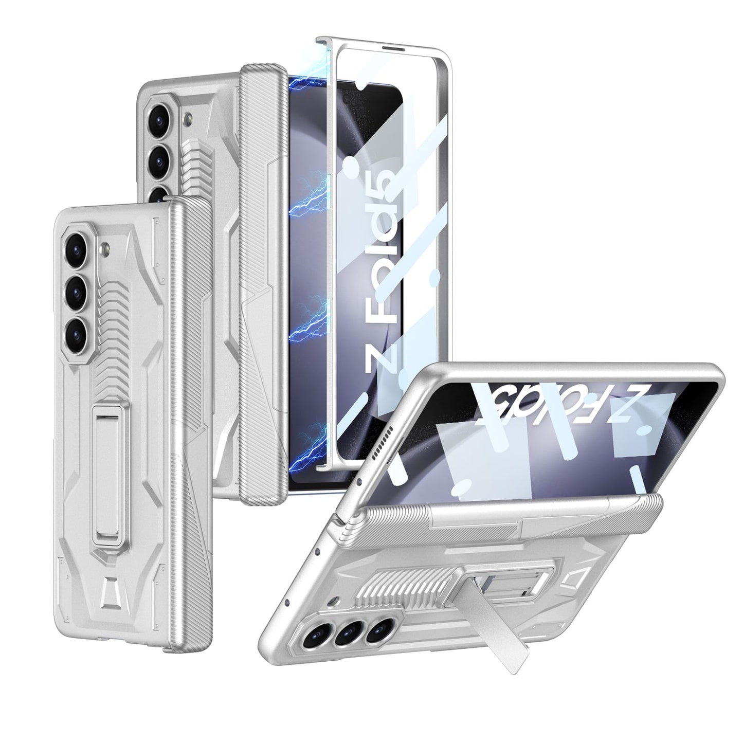 Magnetic Armor All-included Hinge Holder Case With Back Screen Protector For Samsung Galaxy Z Fold5 Fold4 Fold3 - mycasety2023 Mycasety