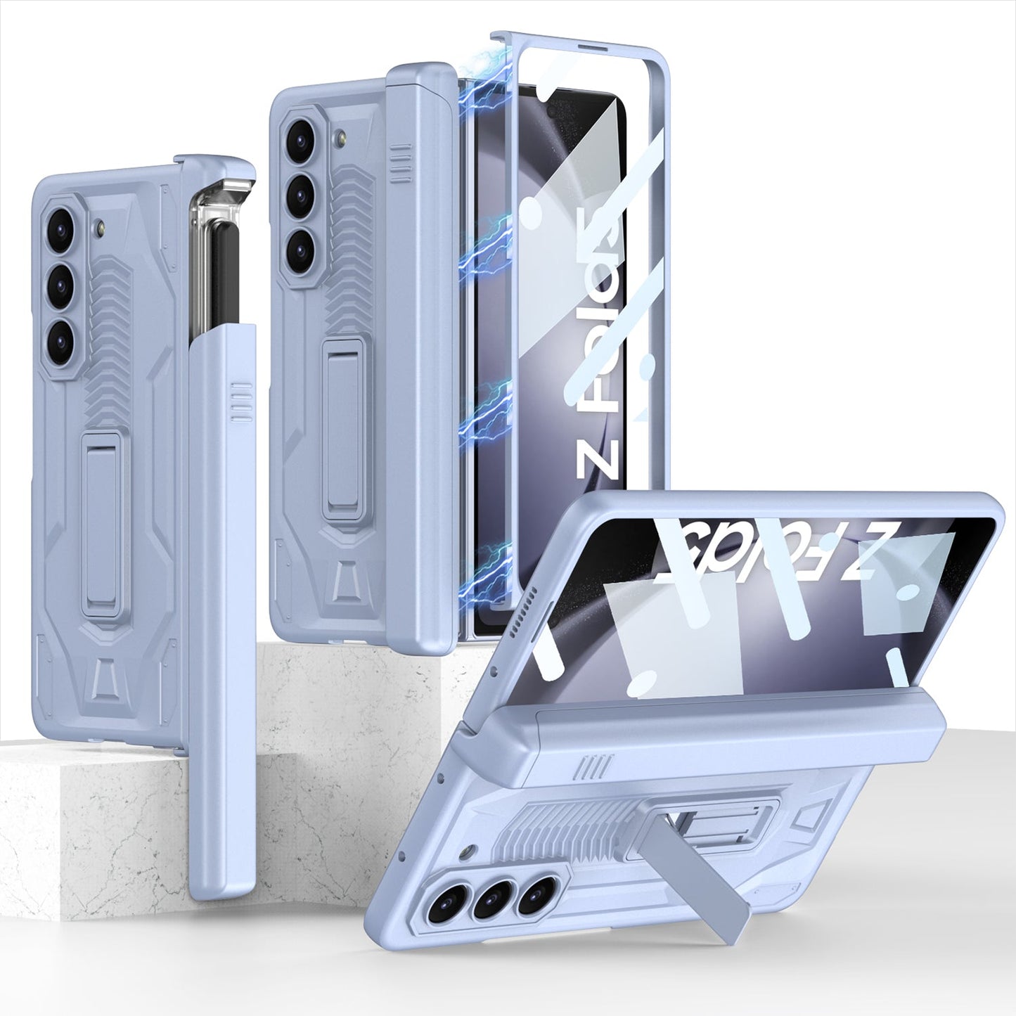 Armor All-included Magnetic Hinge Slide Pen Case Holder Phone Case With Back Screen Protector For Samsung Galaxy Z Fold3 Fold4 Fold5 - Mycasety Mycasety
