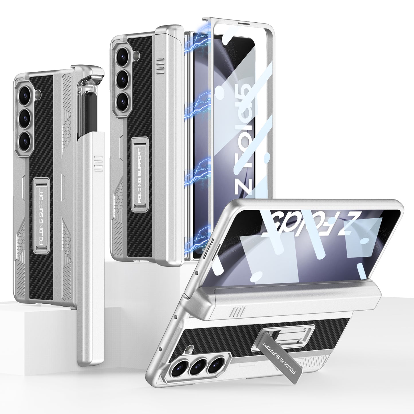 Magnetic Samsung Galaxy Z Fold5 Integrated on the Drawer Case With S Pen Slide Case & Film