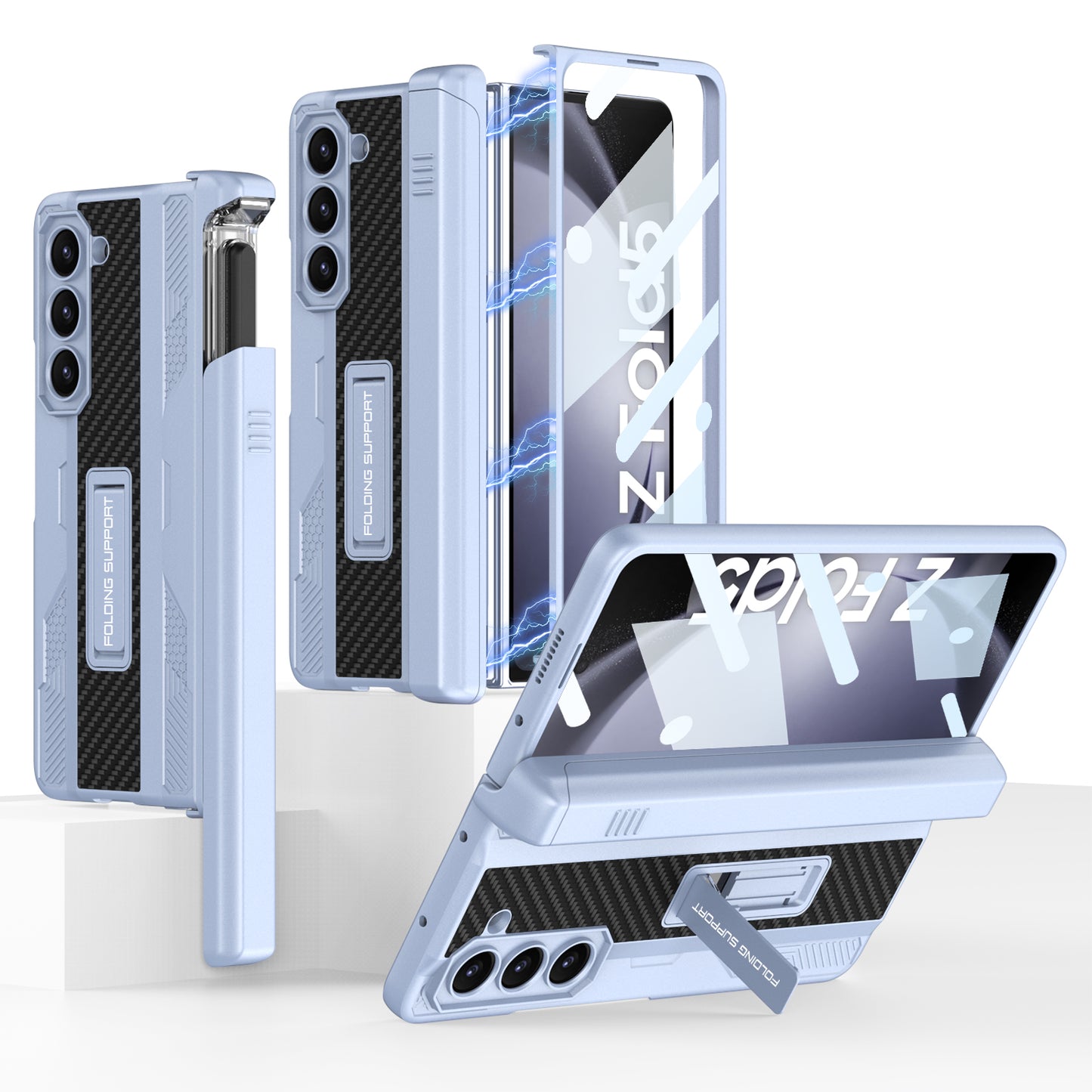 Magnetic Samsung Galaxy Z Fold5 Integrated on the Drawer Case With S Pen Slide Case & Film